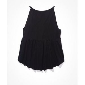 American Eagle High Neck Babydoll Cotton Halter Top w Key Hole Back, Size Large